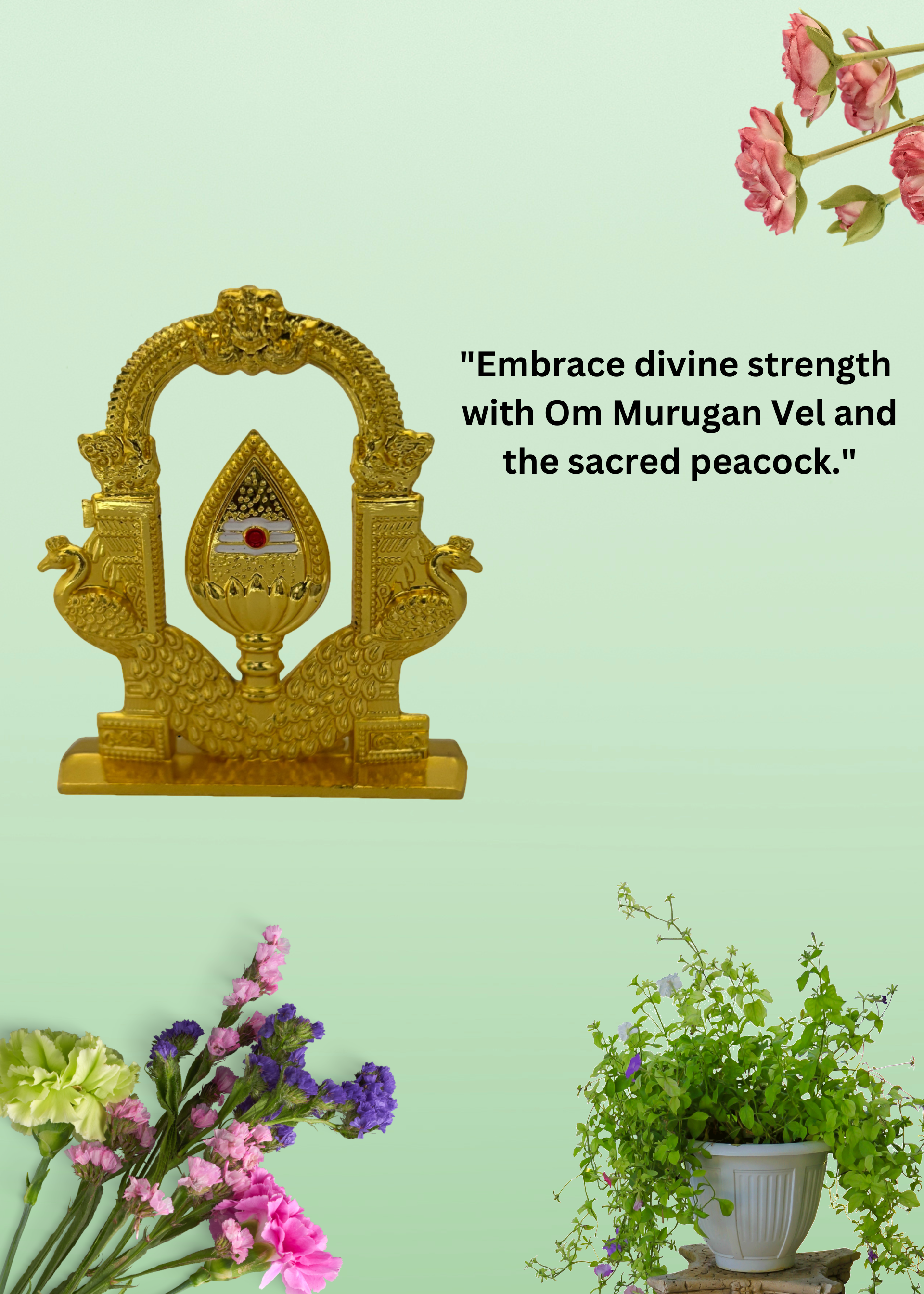 Om Murugan Vel with Peacock – A Sacred Symbol of Victory and Divine Protection