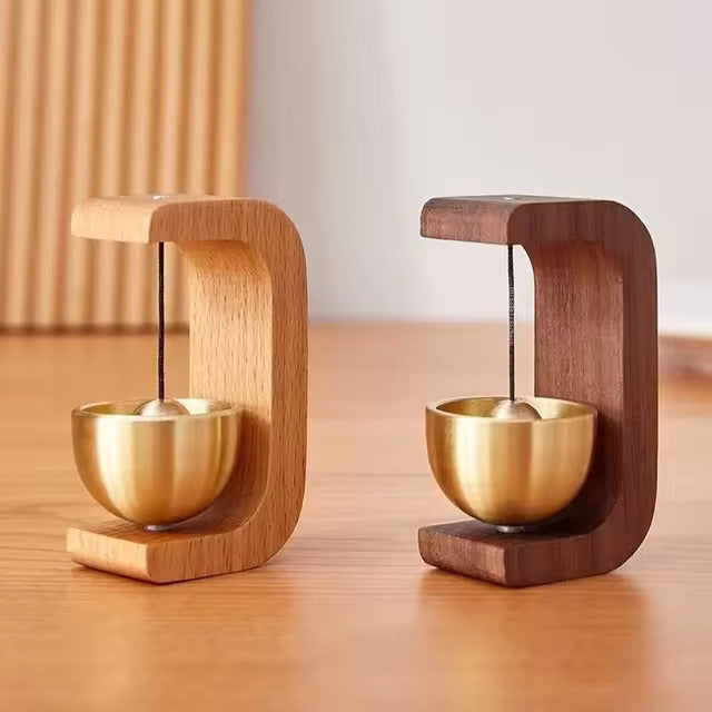Magnet Wood Doorbell, Shopkeepers Bell for Door Chime Magnet for Fridge Door Small Doorbell With Brass Bell