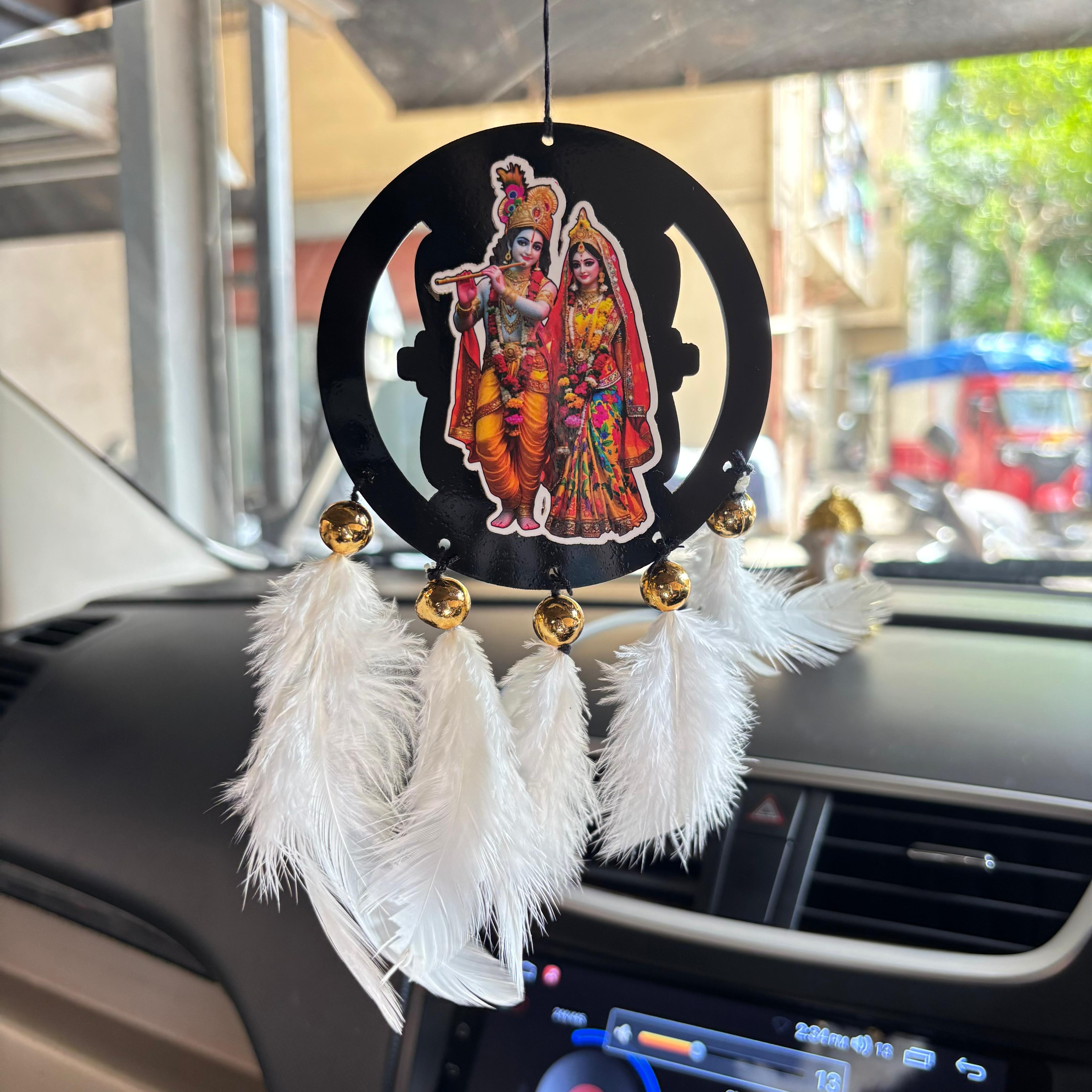 RadhaKrishn Car & wall Hanging Handmade Black