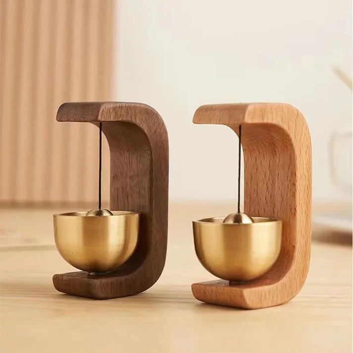 Magnet Wood Doorbell, Shopkeepers Bell for Door Chime Magnet for Fridge Door Small Doorbell With Brass Bell