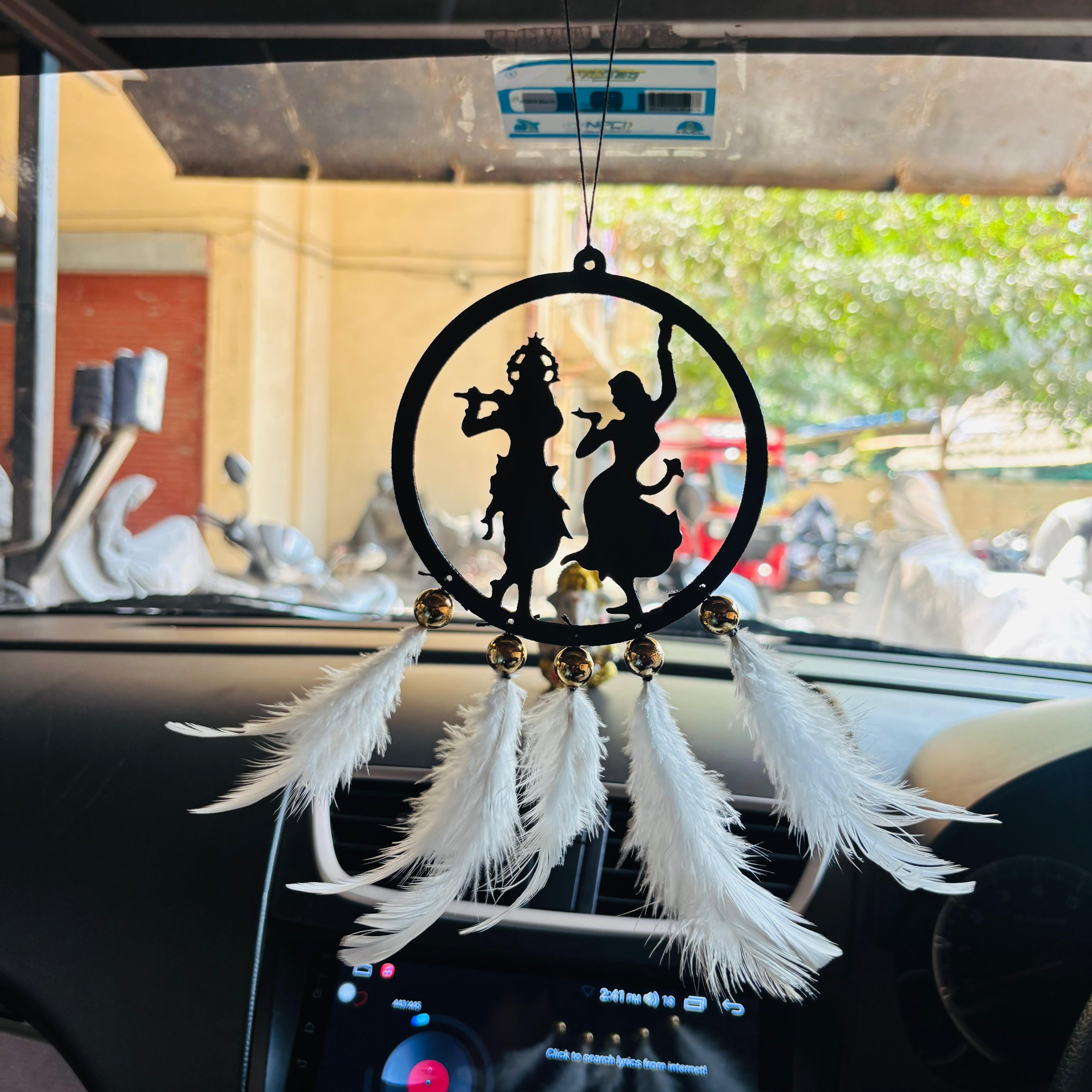Acrylic Radha Krishna Car & wall Hanging Handmade Black