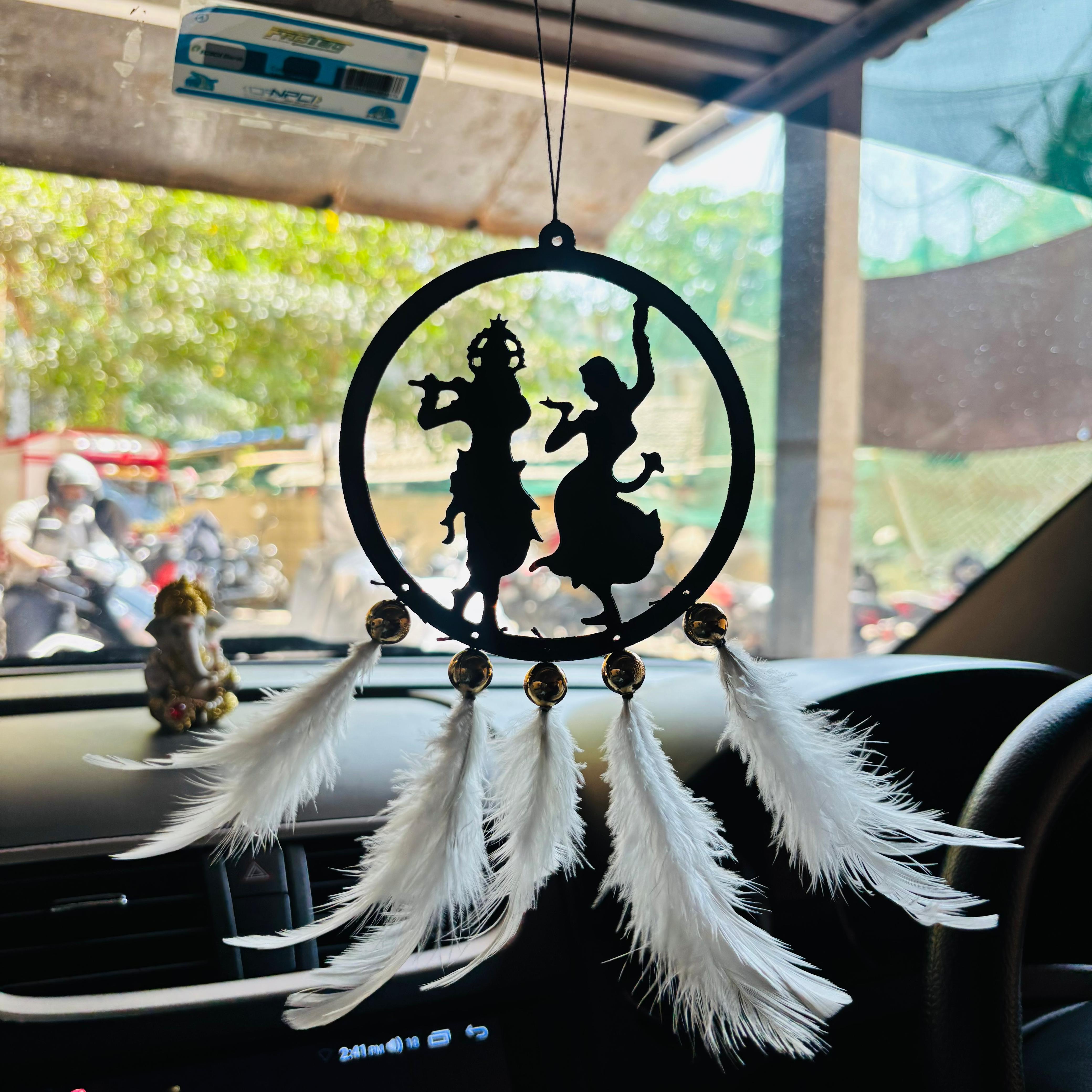 Acrylic Radha Krishna Car & wall Hanging Handmade Black