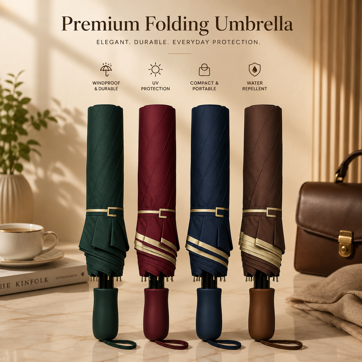 Premium Umbrella for Men & Women – Windproof, UV Protection & Waterproof Travel Umbrella for Rain and Sun