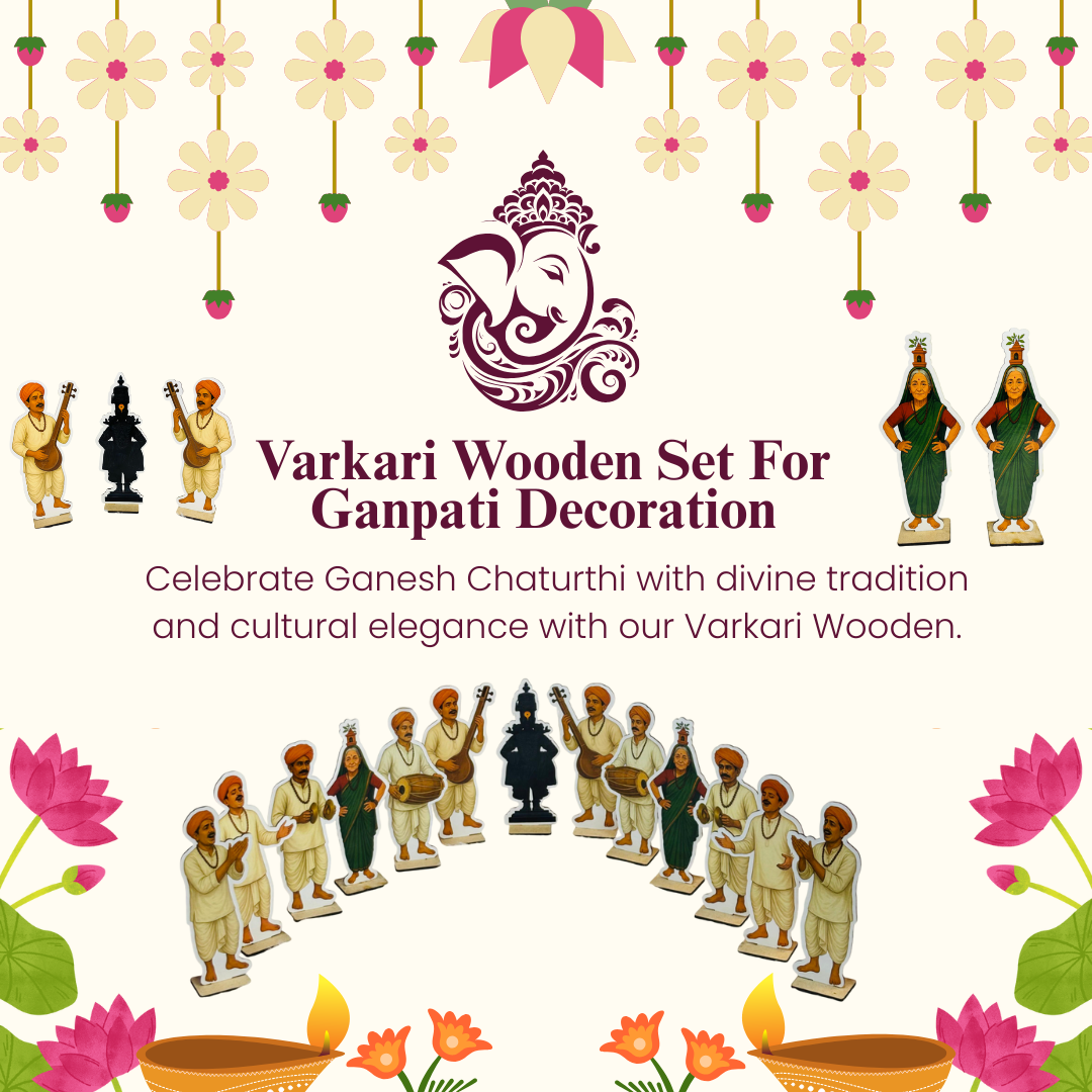 Varkari Wooden Set for Ganpati Decoration