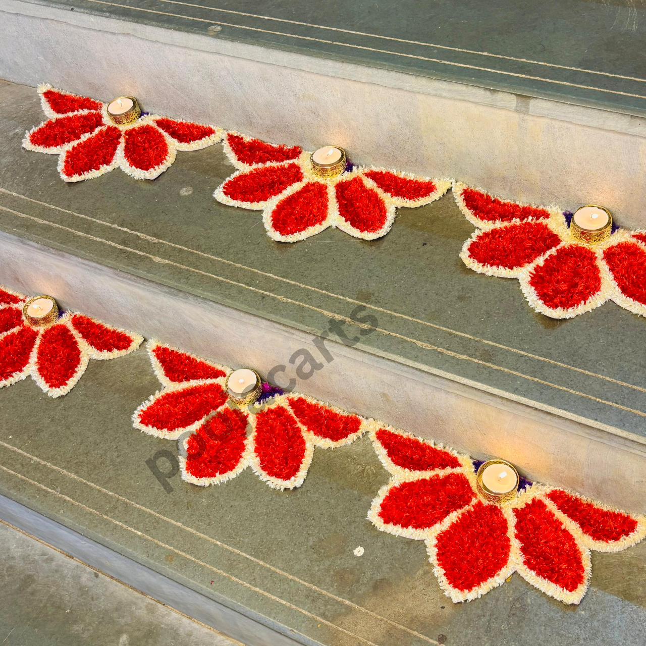 Handmade Fur Woolen Rangoli Set of 6 (Red)