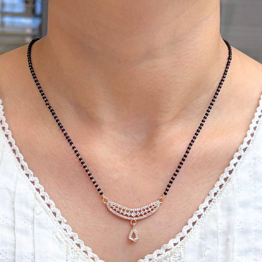 Kimaya Rose Gold Full black Beads Mangalsutra