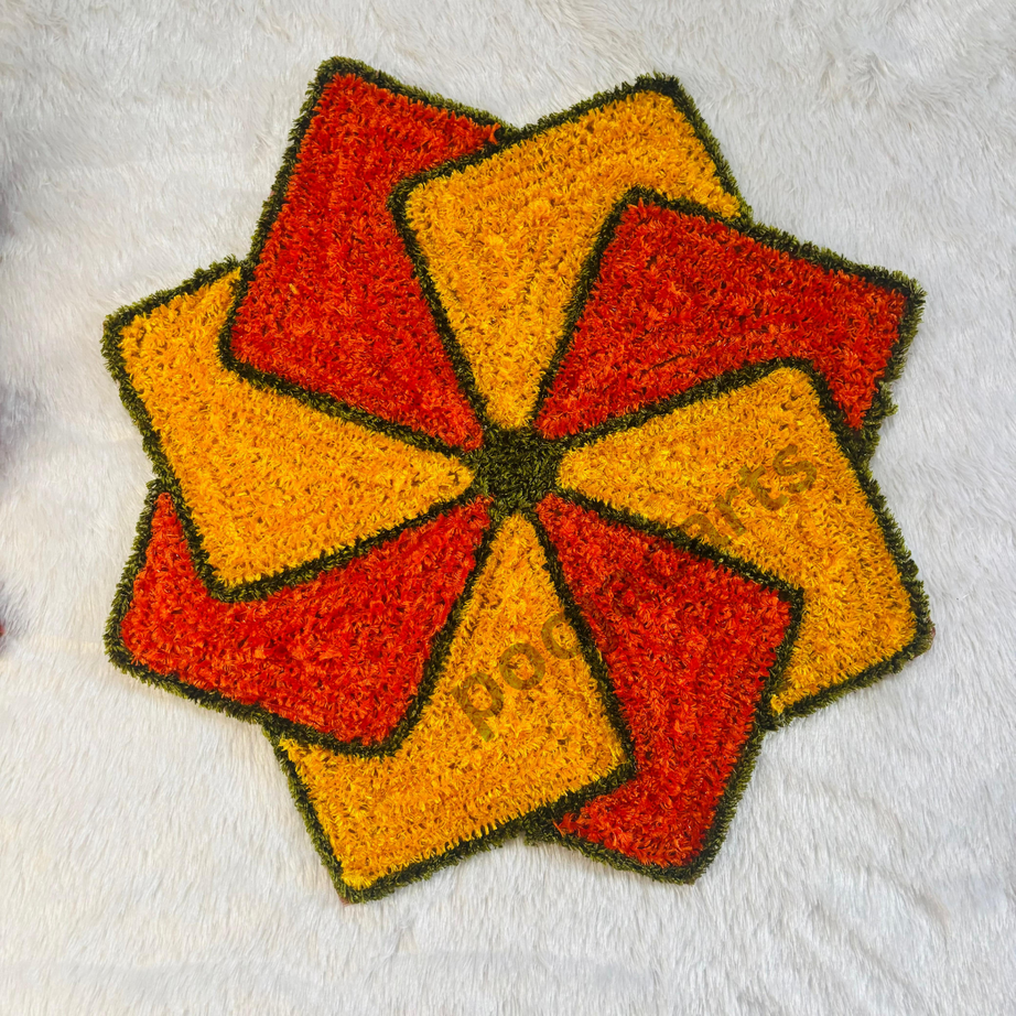 Woolan Rangoli Design Rangoli Mat Hand Making – Unique Yellow & Orange Woolen Rangoli ...