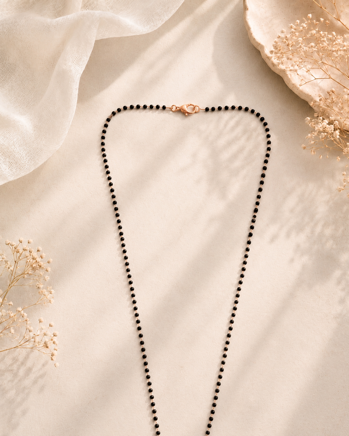Kimaya Rose Gold Full black Beads Mangalsutra