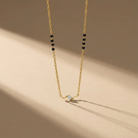 Classic Wave Diamond Mangalsutra for Women Modern Wave Single-Stone Mangalsutra Necklace
