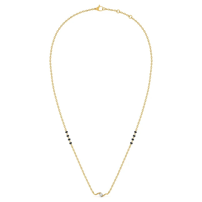 Classic Wave Diamond Mangalsutra for Women Modern Wave Single-Stone Mangalsutra Necklace