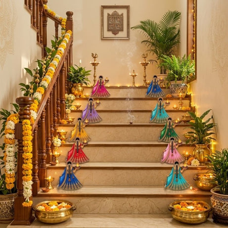 Premium wooden Lady with diya set of 10