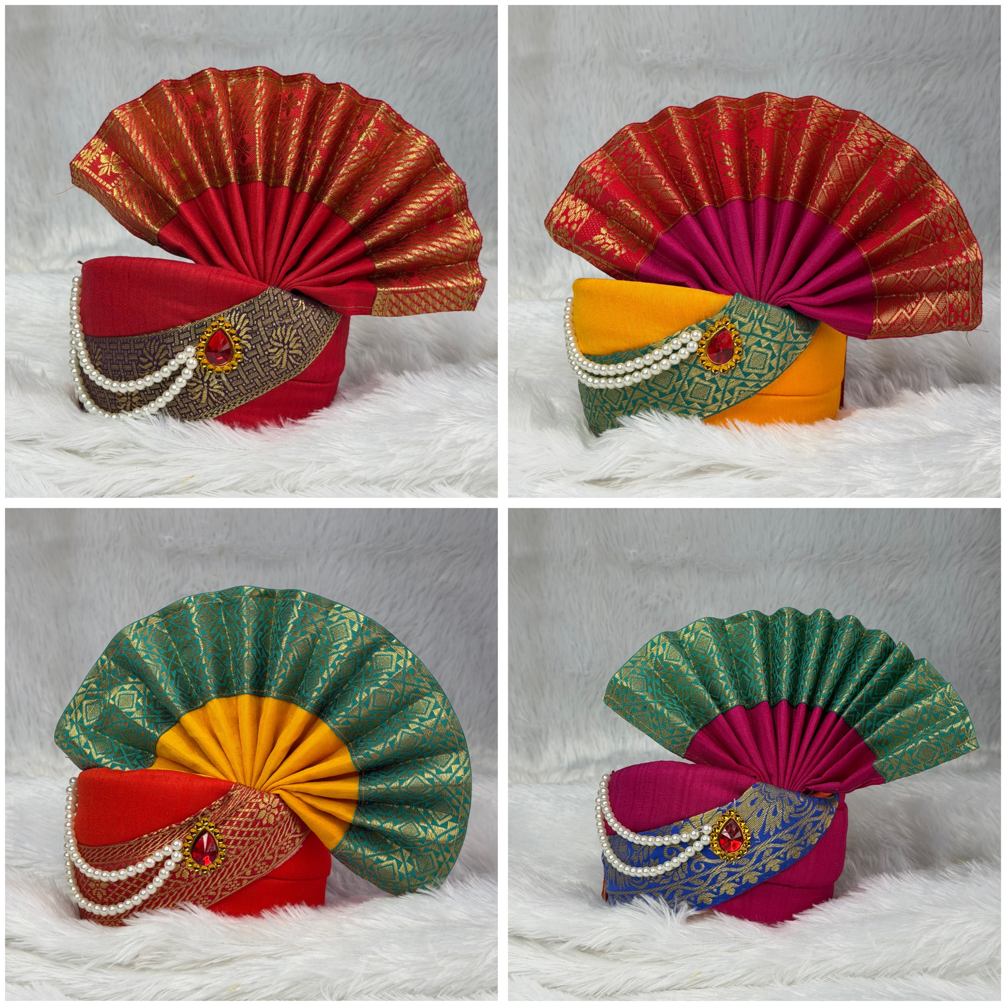 Traditional Ganpati Feta Mukut | Adjustable (Set of 4)
