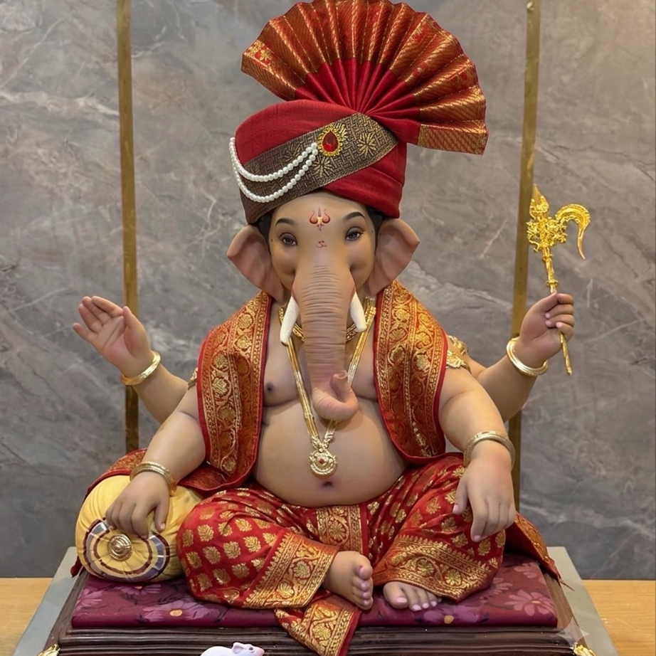 Traditional Ganpati Feta Mukut | Adjustable (Set of 4)