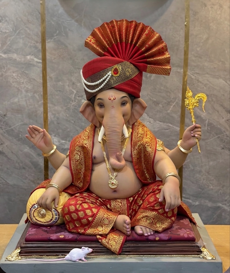 Traditional Ganpati Feta Mukut | Adjustable (Set of 4)