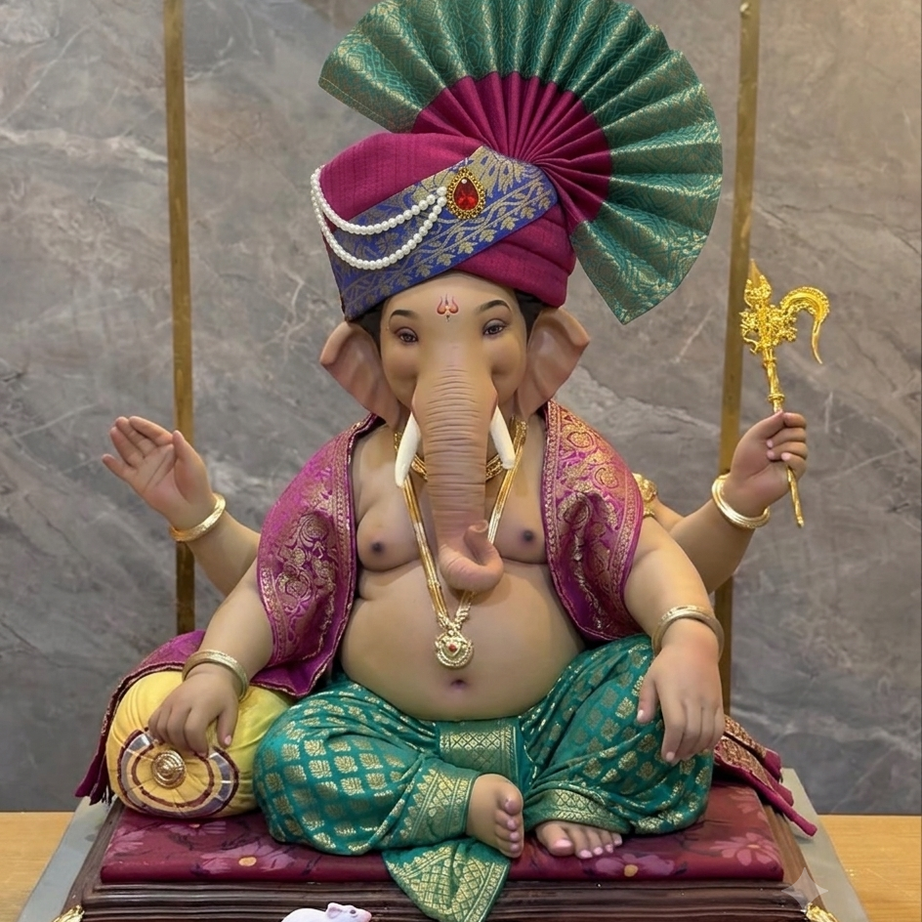 Traditional Ganpati Feta Mukut | Adjustable (Set of 4)