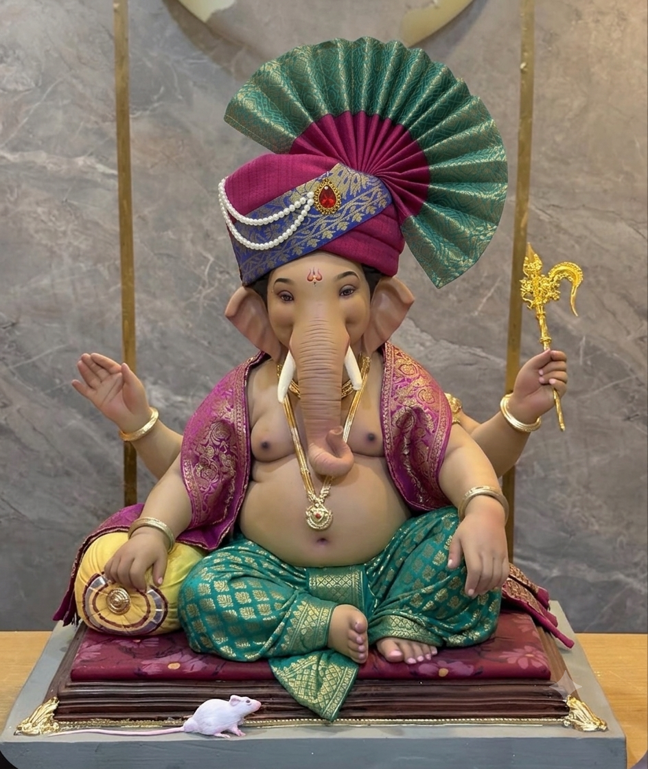 Traditional Ganpati Feta Mukut | Adjustable (Set of 4)