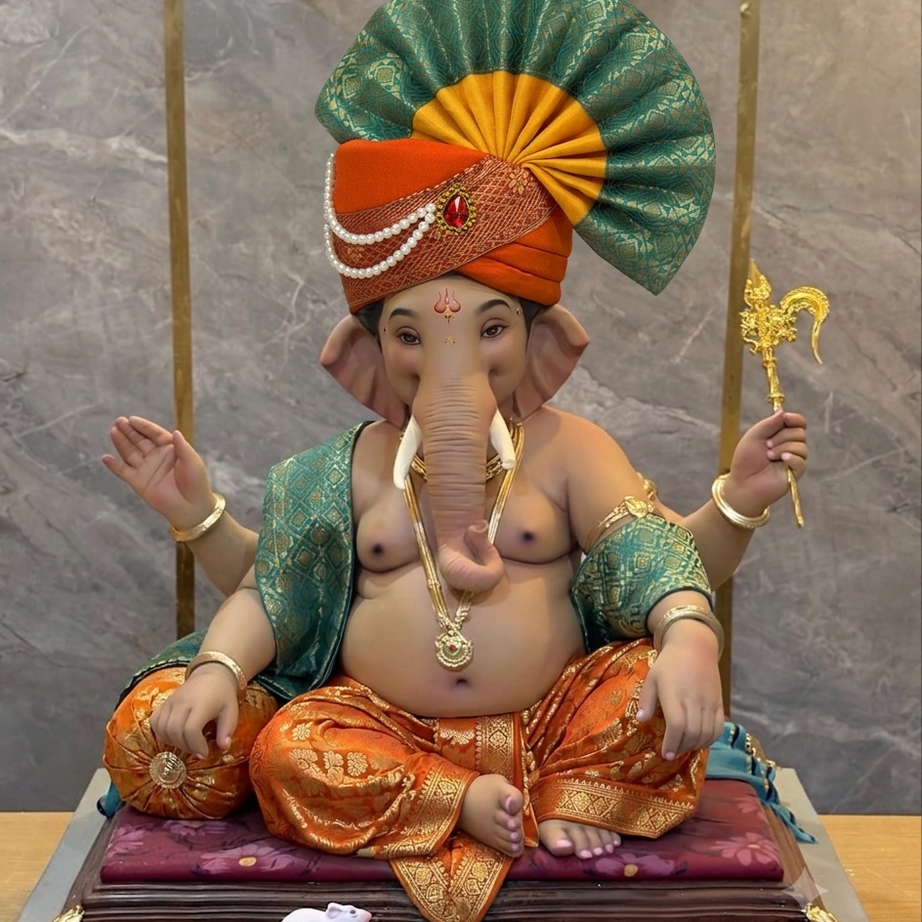 Traditional Ganpati Feta Mukut | Adjustable (Set of 4)