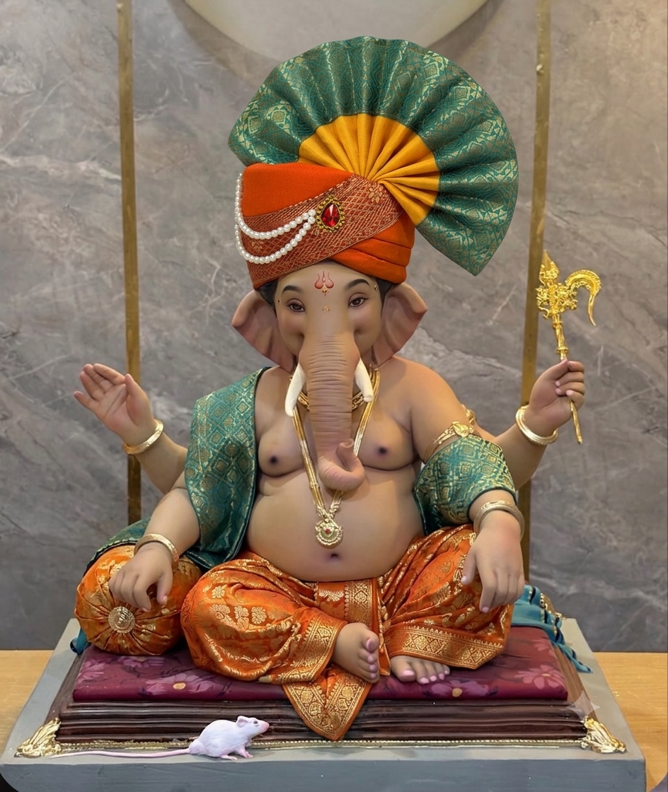 Traditional Ganpati Feta Mukut | Adjustable (Set of 4)