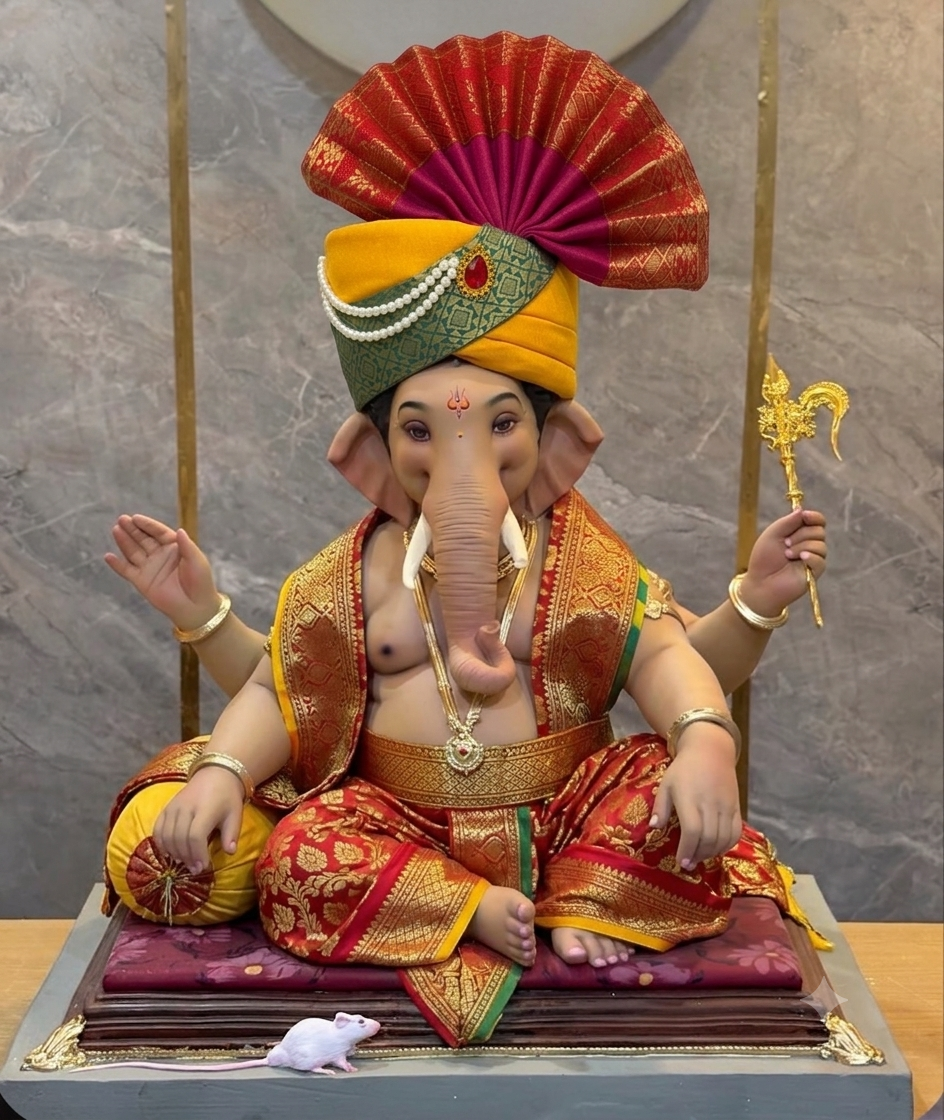 Traditional Ganpati Feta Mukut | Adjustable (Set of 4)