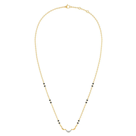 Grown Diamond Mangalsutra for Women | Elegant Gold-Plated Chain with Black Beads & Diamond Pendant | Traditional & Modern Daily Wear Jewellery