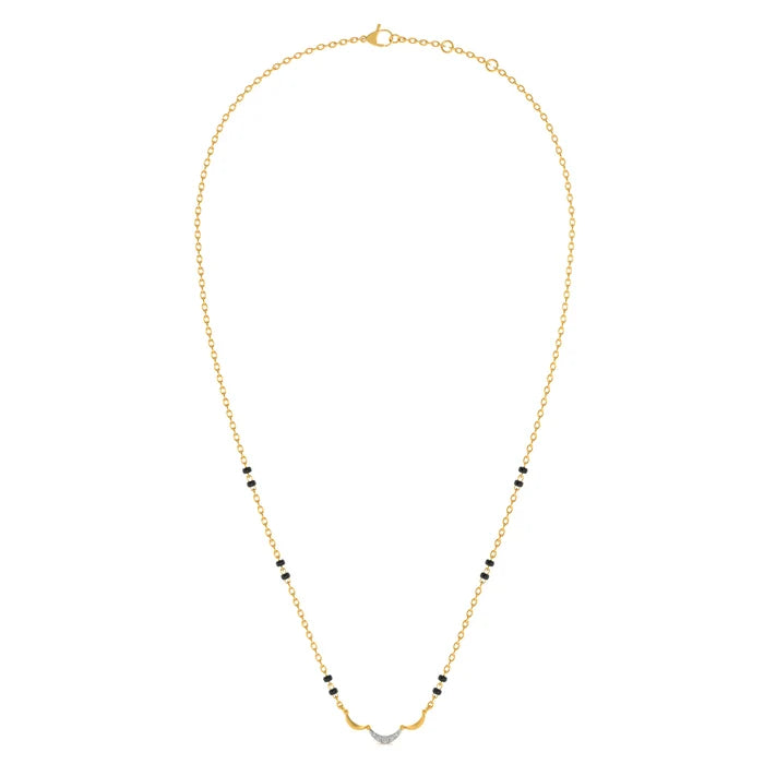 Grown Diamond Mangalsutra for Women | Elegant Gold-Plated Chain with Black Beads & Diamond Pendant | Traditional & Modern Daily Wear Jewellery
