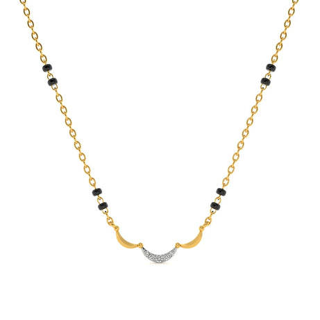Grown Diamond Mangalsutra for Women | Elegant Gold-Plated Chain with Black Beads & Diamond Pendant | Traditional & Modern Daily Wear Jewellery