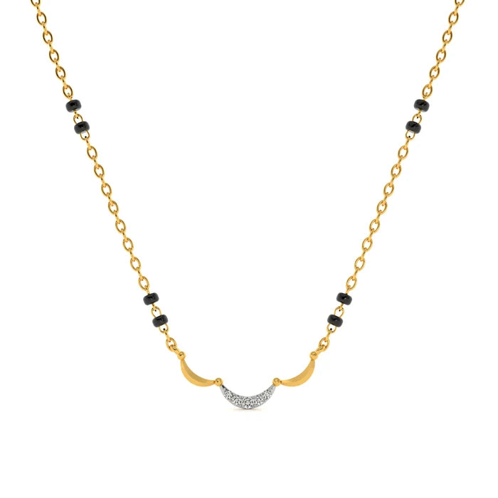 Grown Diamond Mangalsutra for Women | Elegant Gold-Plated Chain with Black Beads & Diamond Pendant | Traditional & Modern Daily Wear Jewellery