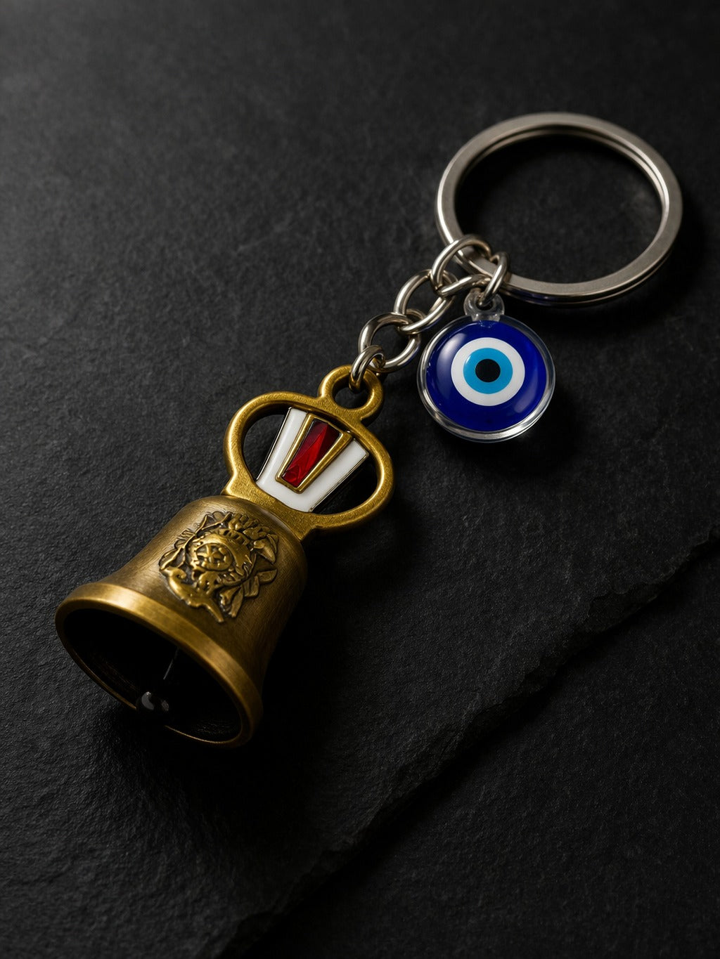 Shree Venkatesh Guardian Bell Keychain – Divine Protection Bike & Car Charm | Lucky Travel Bell for Safety & Blessings (Set of 3)