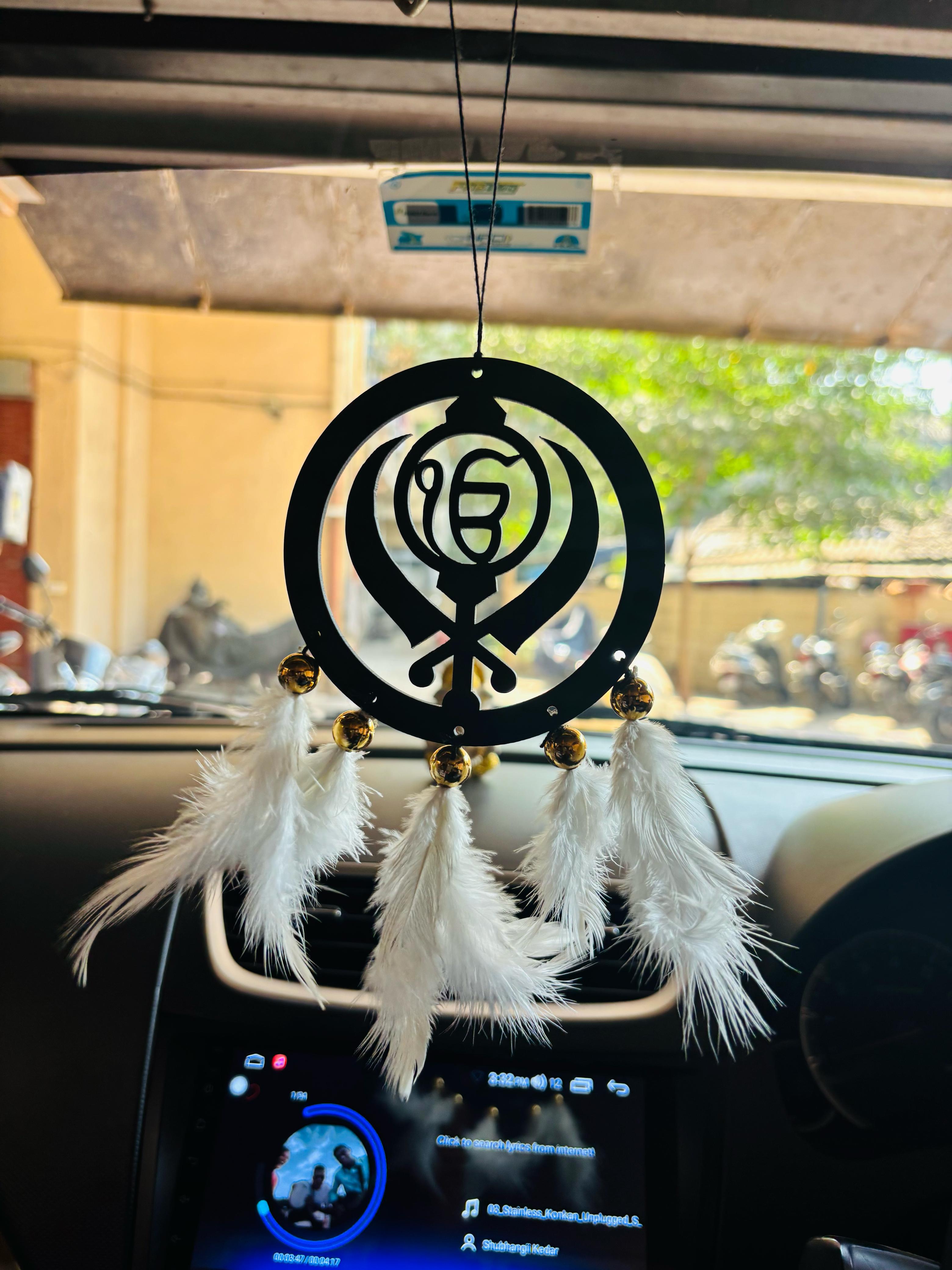 Khanda Car & wall Hanging Sikh symbol Handmade Black