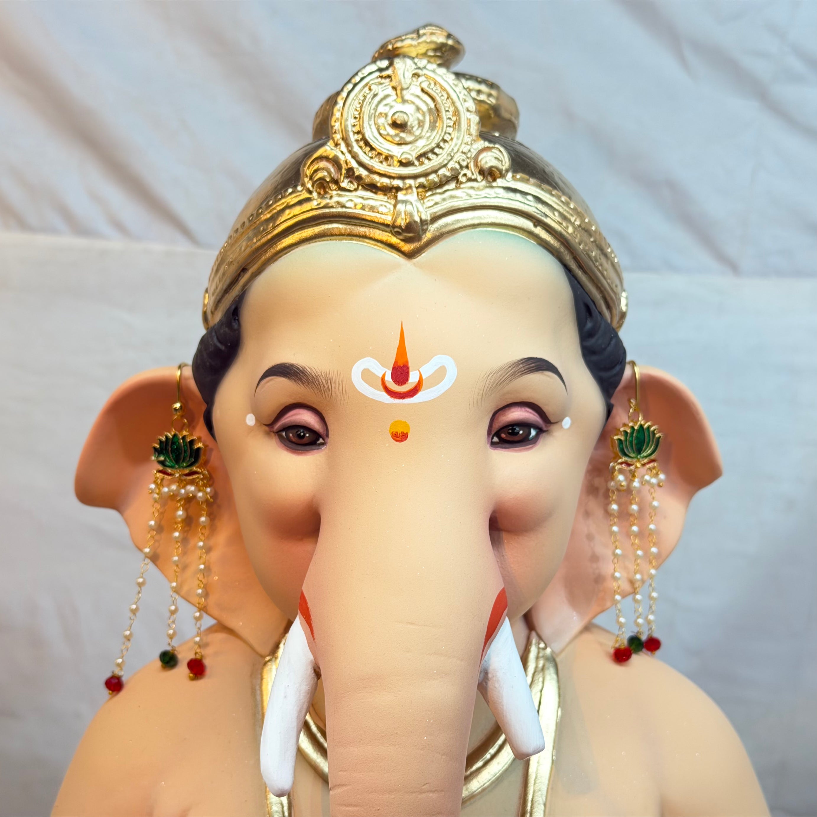 Handmade Lotus Pearl Earings For Bappa