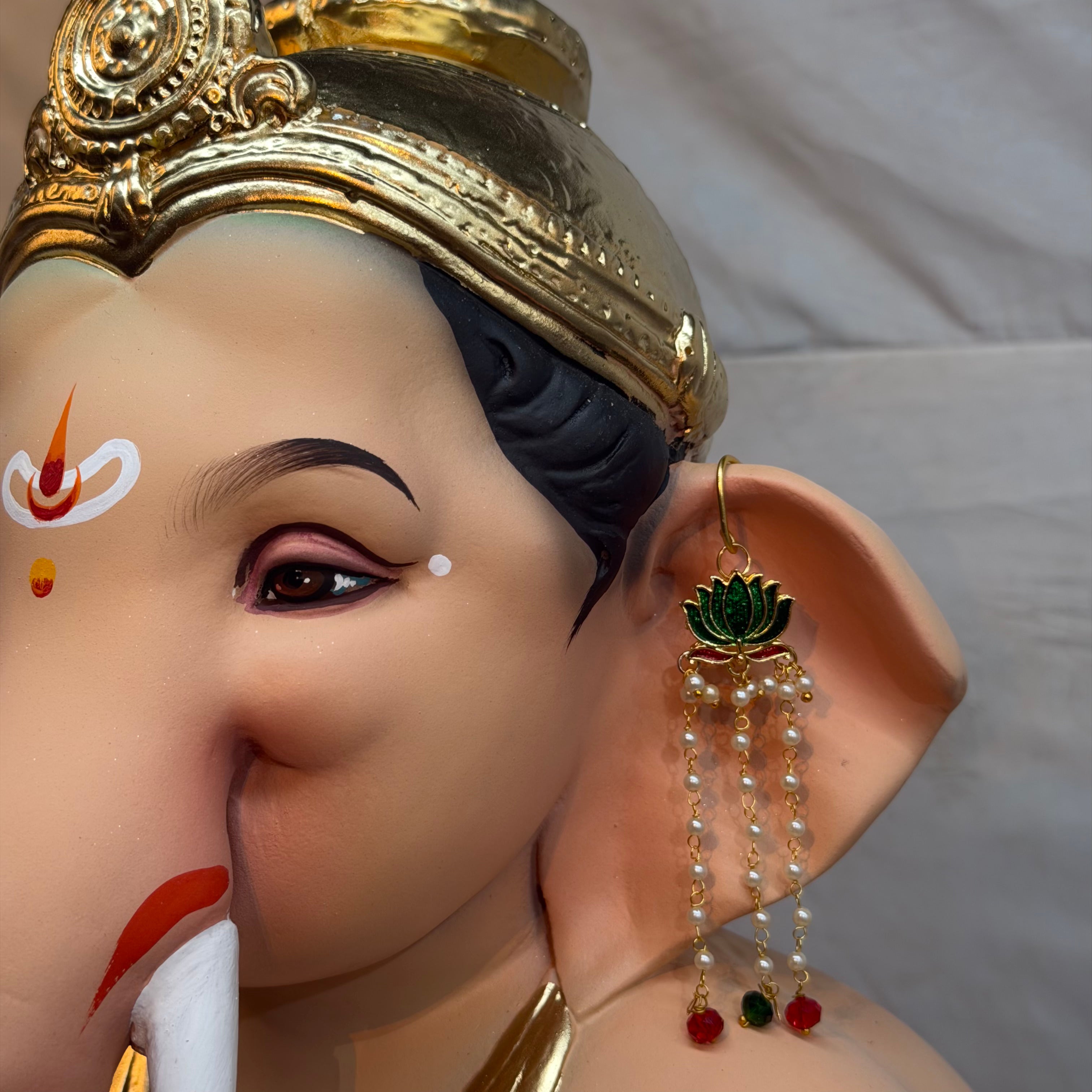Handmade Lotus Pearl Earings For Bappa