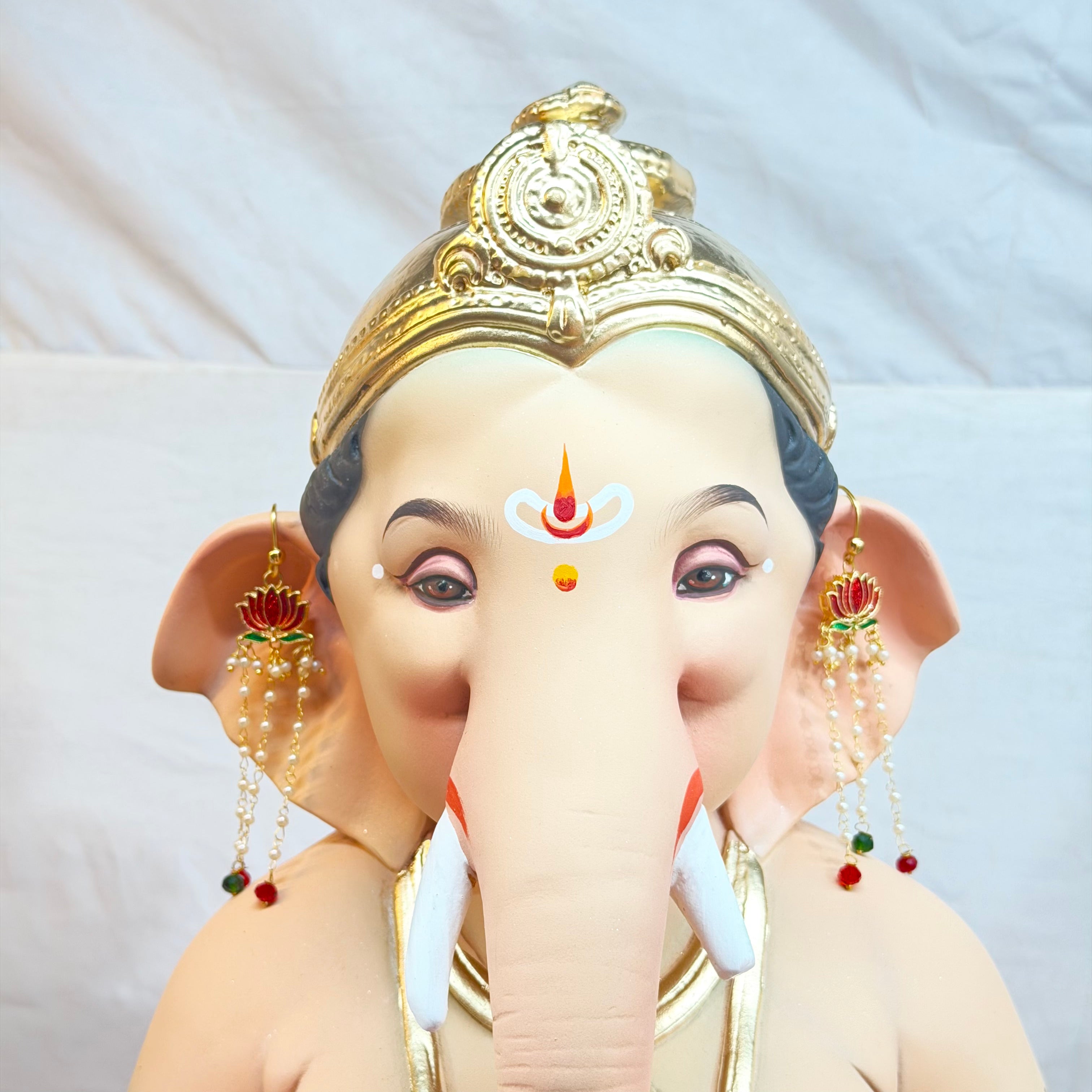 Handmade Lotus Pearl Earings For Bappa