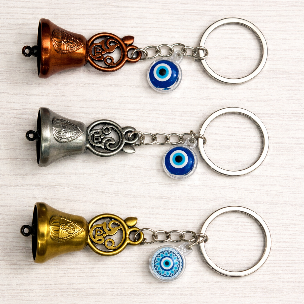 Murugan Swamy Bell Keychain – Spiritual Om Keyring for Car, Bike & Home