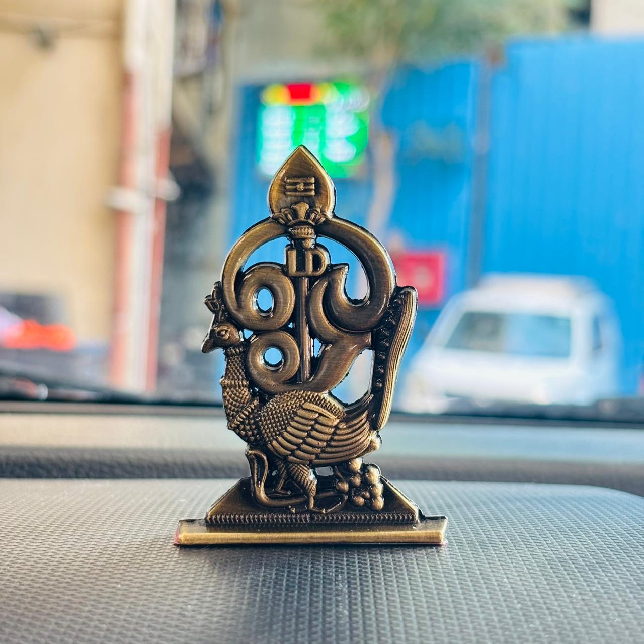 Om Vel Kartikey Peacock Car Dashboard Decor for Car, Office & Temple