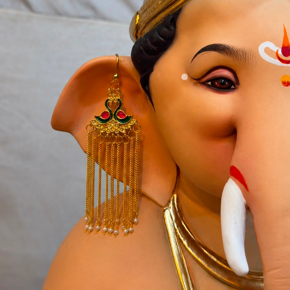 Handmade Peacock Pearl Earrings for Bappa