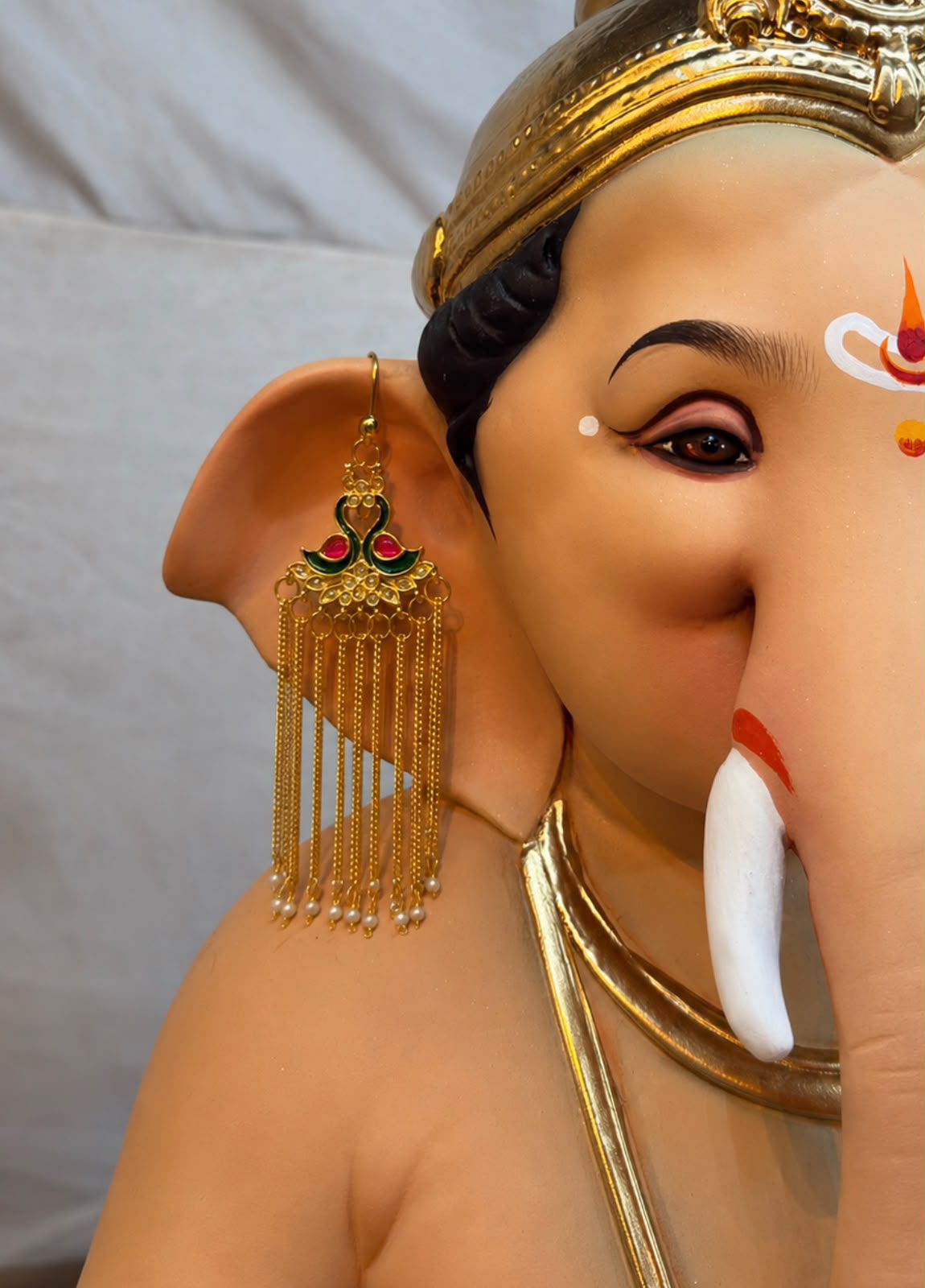Handmade Peacock Pearl Earrings for Bappa