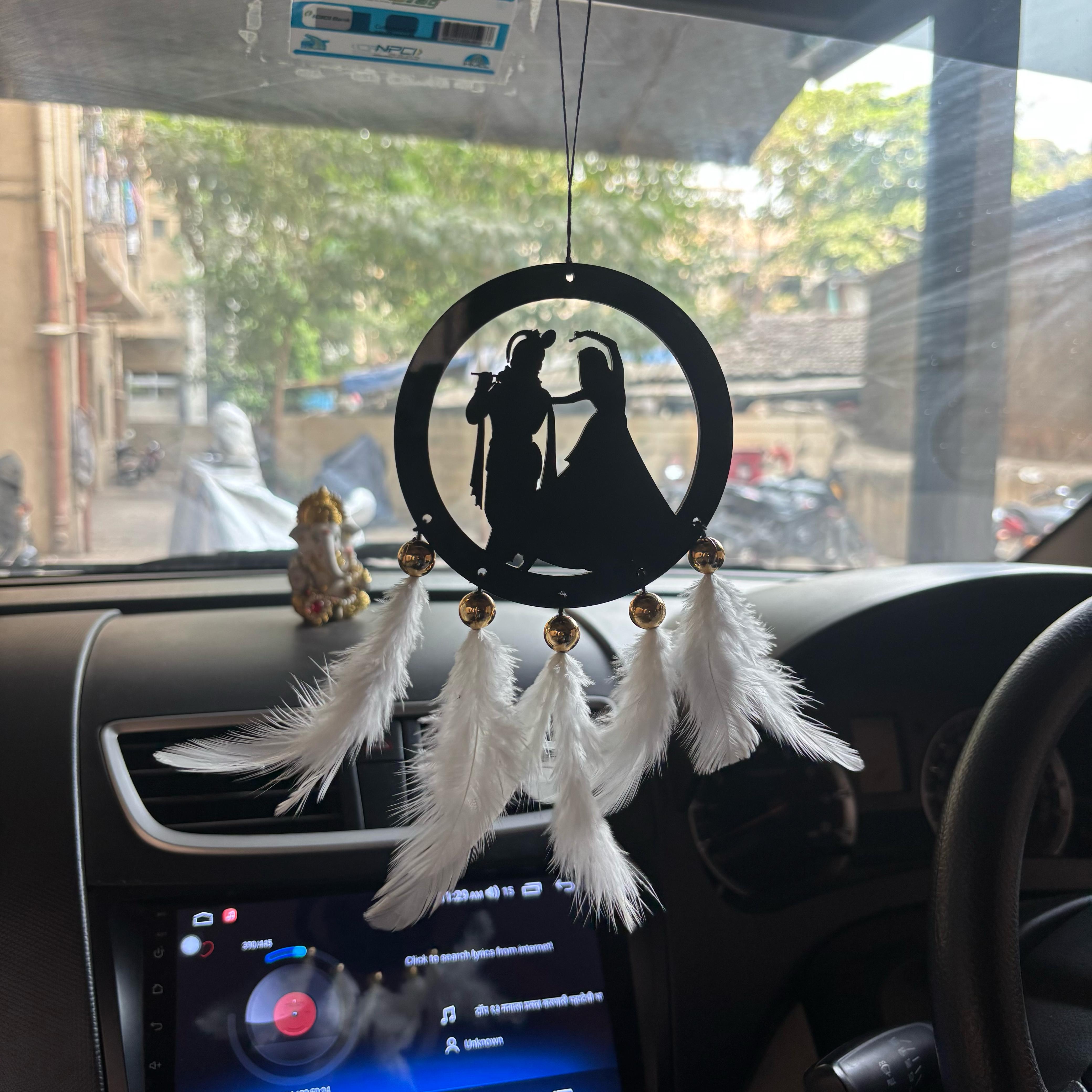 Radha Krishna Car & wall Hanging Handmade Black