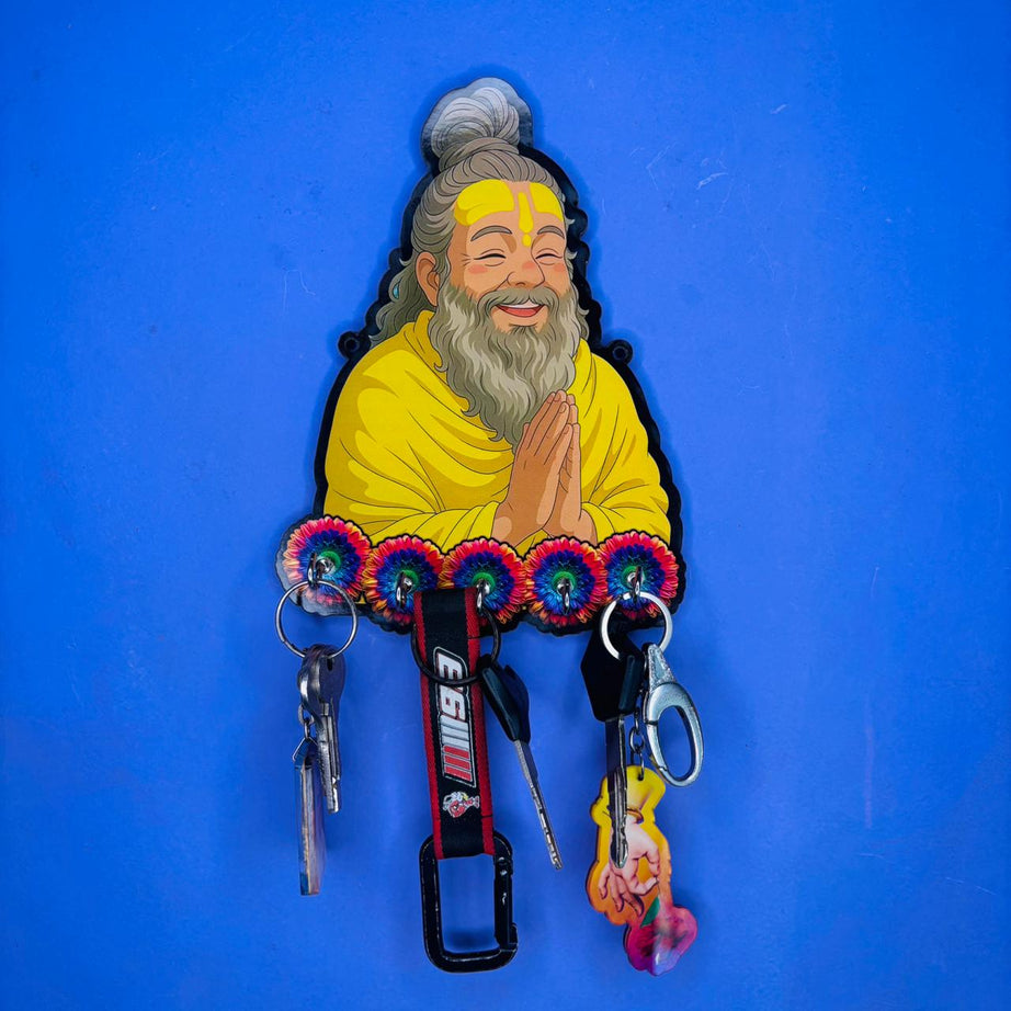 Premanand Maharaj Ji Key Holder for Home Entrance | Decorative Wall Hanging Key Stand