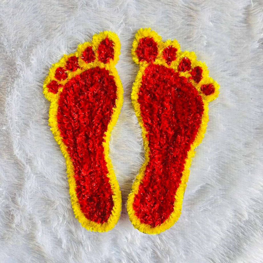 Maa Laxmi Charan Paduka Handmade Woolen Red (Pair of 2)