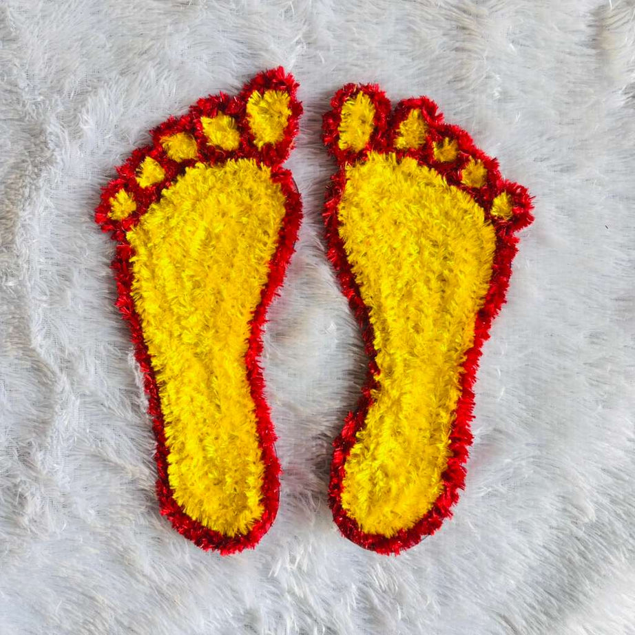 Maa Laxmi Charan Paduka Handmade Woolen Yellow (Pair of 2)