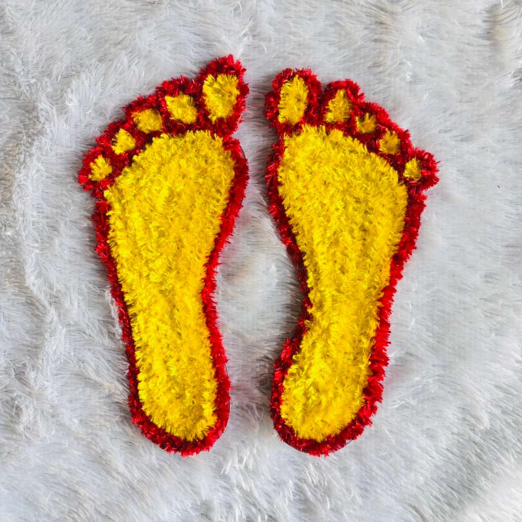 Maa Laxmi Charan Paduka Handmade Woolen Yellow (Pair of 2)
