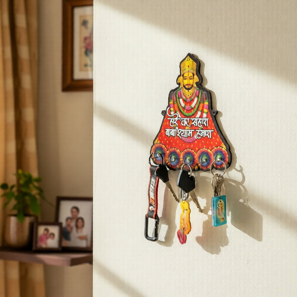 Khatu Shyam Ji Key Holder for Home Entrance | Decorative Wall Hanging Key Stand