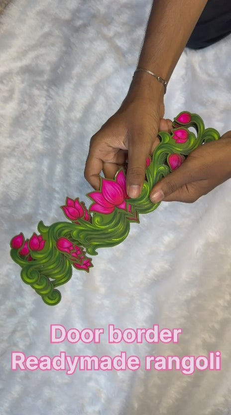 Decorative Pink Lotus Floral Border Set of 6 | MDF