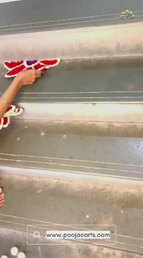 Handmade Fur Woolen Rangoli Set of 6 (Red)