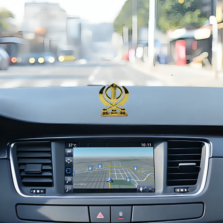Golden Sikh Khanda for Car Dashboard