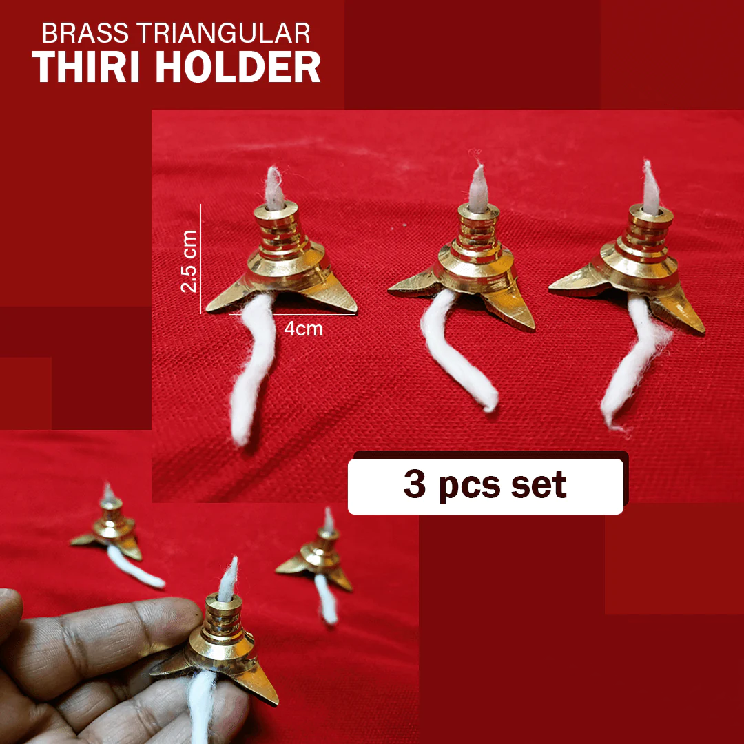 Triangular Thiri Holder (Set of 3) – Elegant Traditional Oil Lamp ...